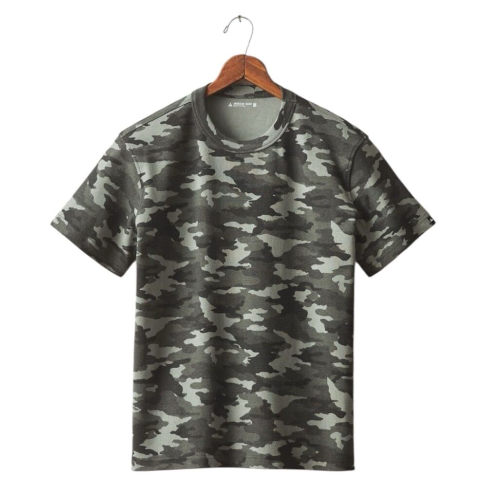 American Giant T-Shirt Mens M Camo Rib Tee Heavyweight Army Military Casual NEW